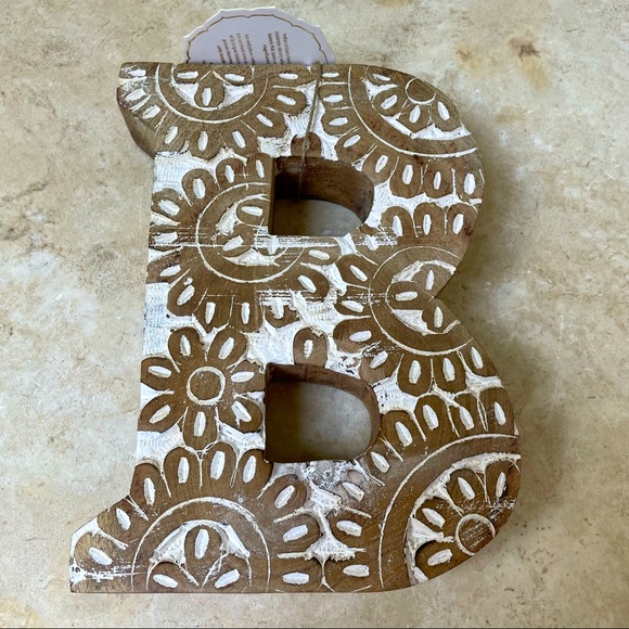 Anthropologie Other - Solid wood decorative Initial B accent piece carved in India NWT!